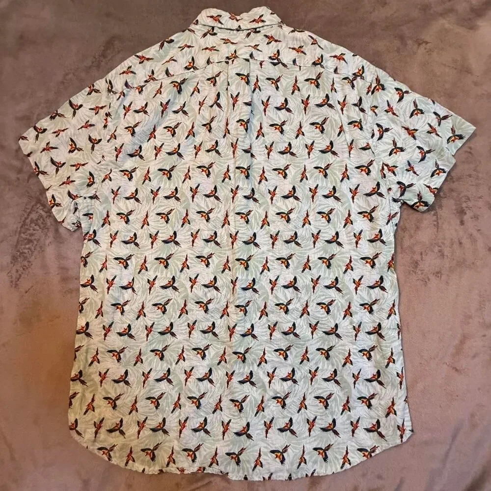 J.Crew multicolored linen parrot button down shirt Size L - 0301